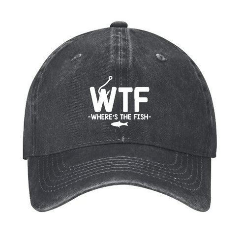 Men's WTF - WHERE'S THE FISH FUNNY PRINT CAP