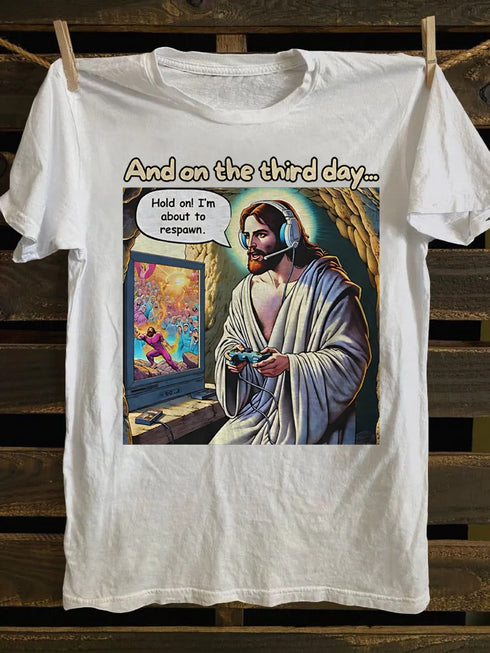 Unisex Funny Jesus is Risen Video Game T-shirt