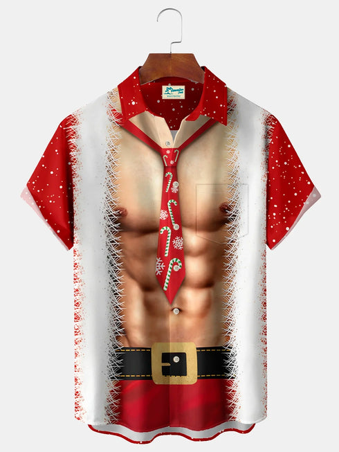 Men's Christmas Funny Graphic Short Sleeve Hawaiian Shirt