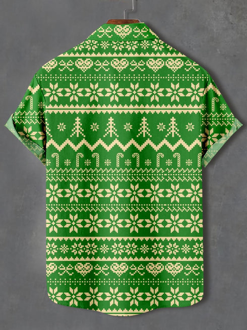 Men's Christmas Cartoon Funny Graphic Short Sleeve Hawaiian Shirt