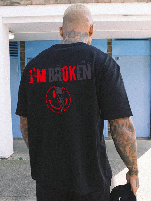 Men's I'm Broken Letters Printed T-shirt