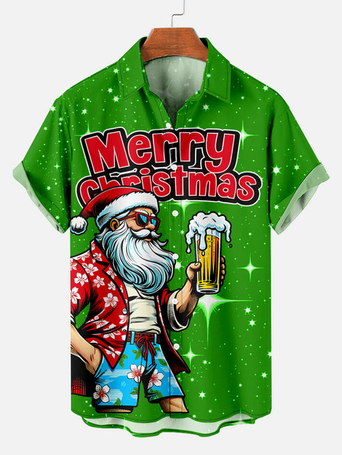 Men's Christmas Funny Graphic Short Sleeve Hawaiian Shirt