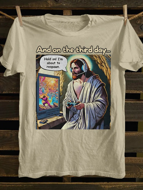 Unisex Funny Jesus is Risen Video Game T-shirt