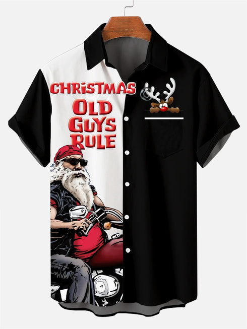 Men's Christmas Funny Graphic Short Sleeve Hawaiian Shirt
