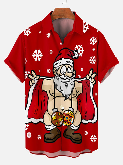 Men's Christmas Funny Graphic Short Sleeve Hawaiian Shirt