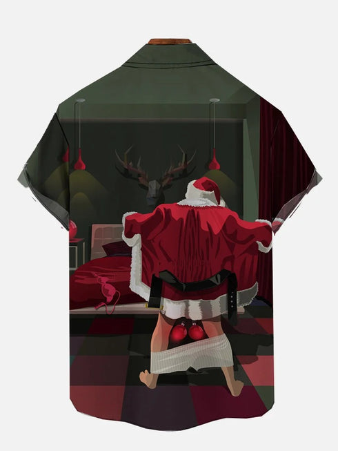 Men's Christmas Funny Graphic Short Sleeve Hawaiian Shirt