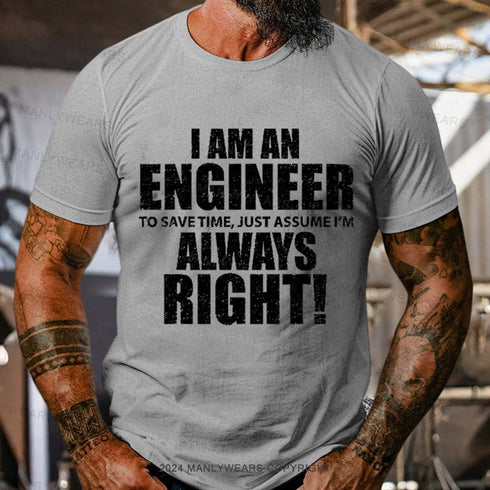 Men's I Am An Engineer To Save Time, Just Assume I'm Always Right T-Shirt