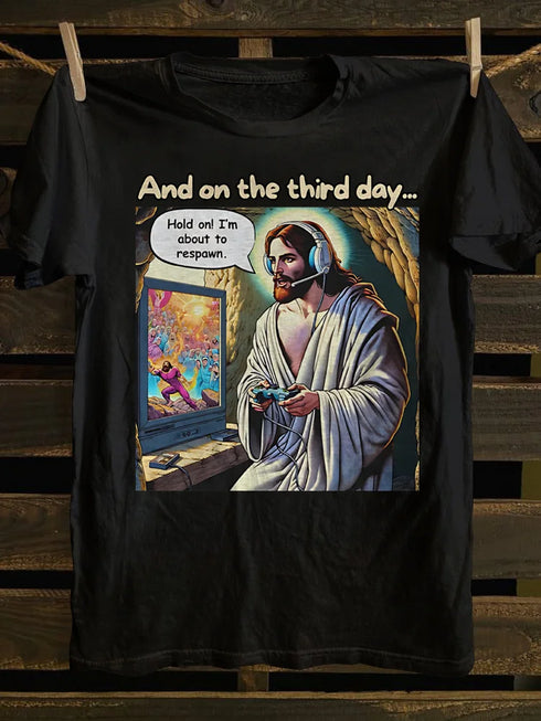 Unisex Funny Jesus is Risen Video Game T-shirt