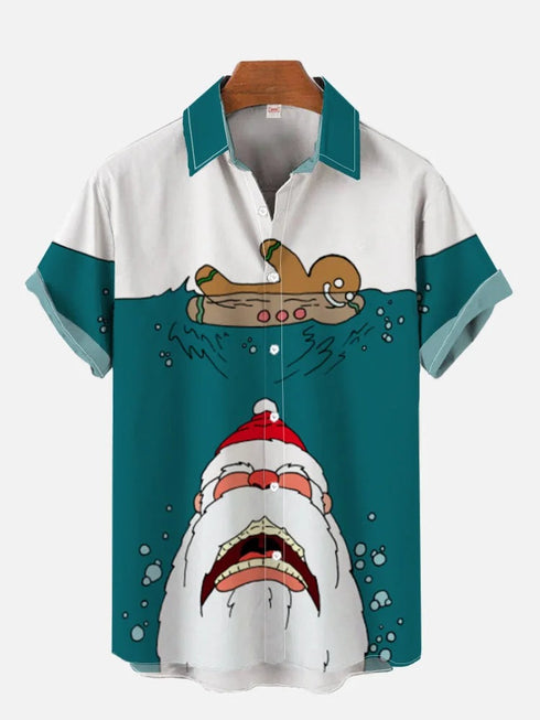 Men's Christmas Funny Graphic Short Sleeve Hawaiian Shirt