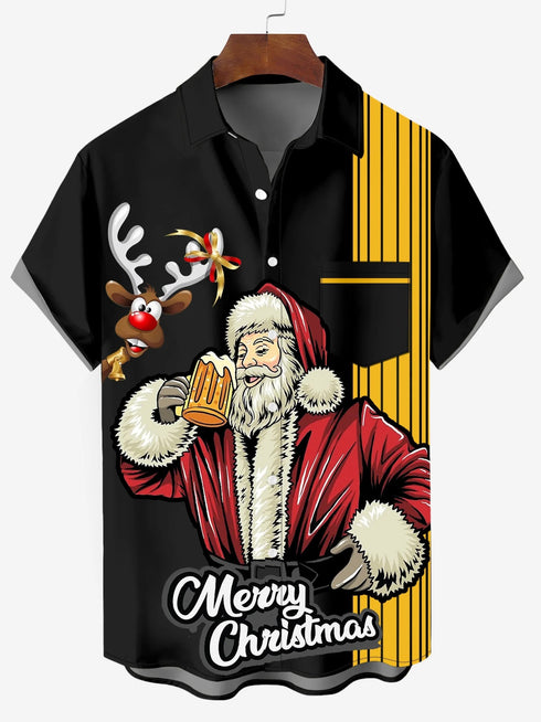 Men's Christmas Funny Graphic Short Sleeve Hawaiian Shirt