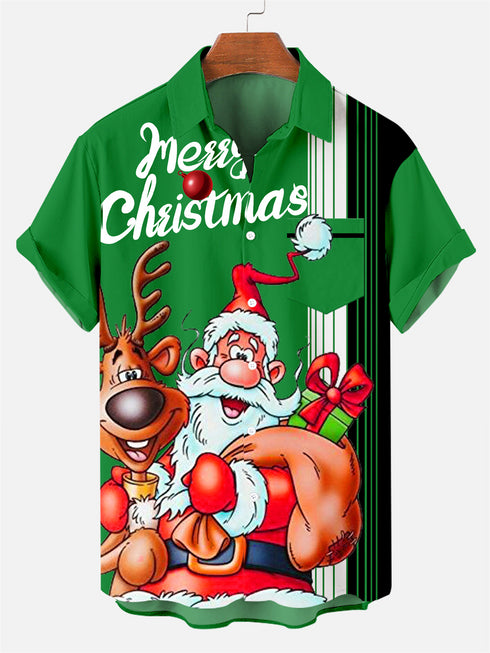 Men's Christmas Funny Graphic Short Sleeve Hawaiian Shirt