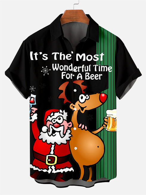 Men's Christmas Funny Graphic Short Sleeve Hawaiian Shirt