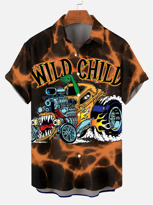 Men's Cartoon Funny Graphic Short Sleeve Hawaiian Shirt