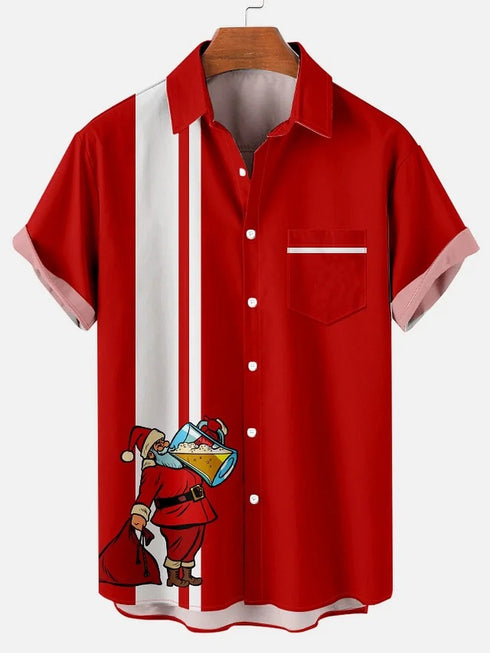 Men's Christmas Funny Graphic Short Sleeve Hawaiian Shirt