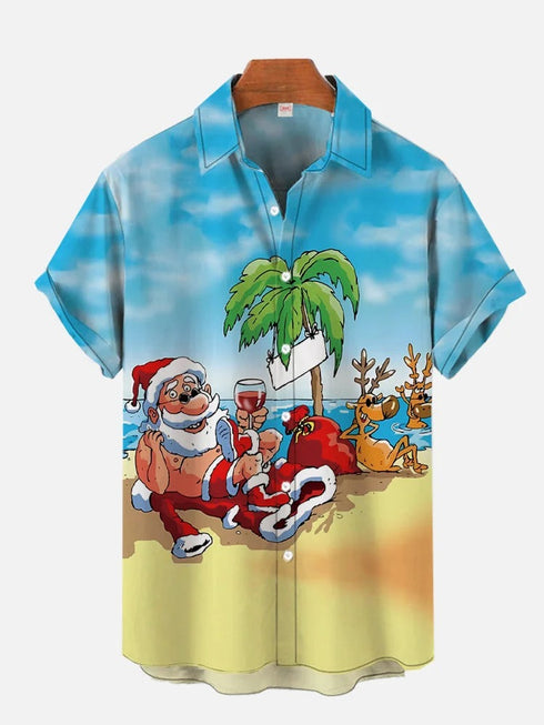 Men's Christmas Funny Graphic Short Sleeve Hawaiian Shirt