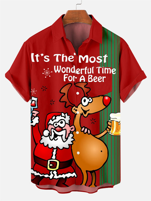 Men's Christmas Funny Graphic Short Sleeve Hawaiian Shirt