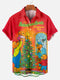 Men's Christmas Cartoon Funny Graphic Short Sleeve Hawaiian Shirt
