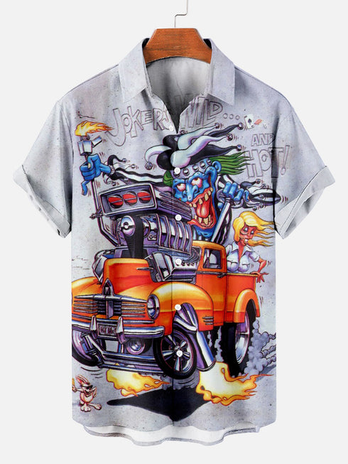 Men's Cartoon Funny Graphic Short Sleeve Hawaiian Shirt