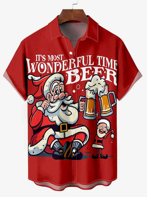 Men's Christmas Funny Graphic Short Sleeve Hawaiian Shirt