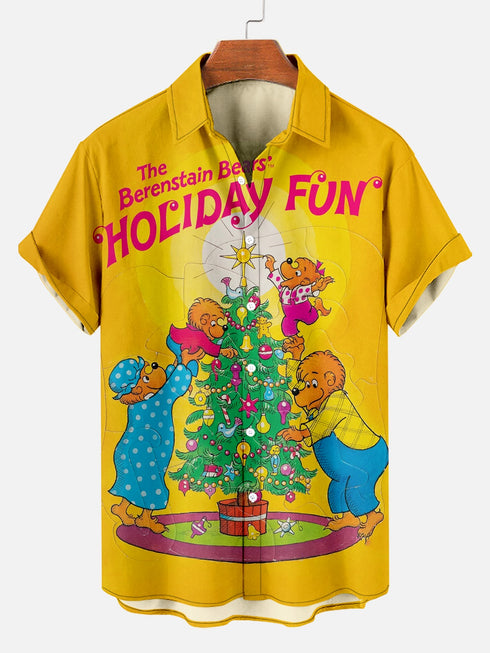 Men's Christmas Cartoon Funny Graphic Short Sleeve Hawaiian Shirt