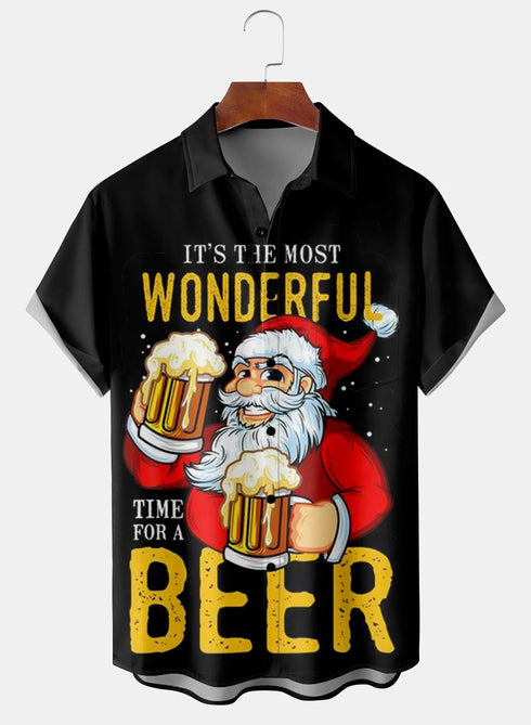 Men's Christmas Funny Graphic Short Sleeve Hawaiian Shirt