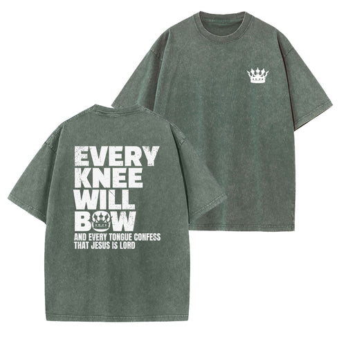 Unisex Every Knee Will Bow Washed T-Shirt