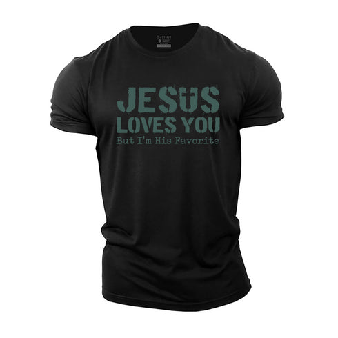 Men's Jesus Loves You, But I'm His Favorite Cotton T-Shirt
