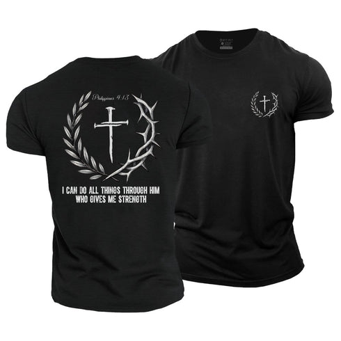 Men's I Can Do All Things Through Him Who Gives Me Strength Cotton T-Shirt