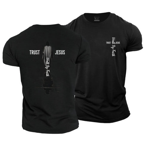 Men's Trust Jesus Walk By Faith Cotton T-Shirt