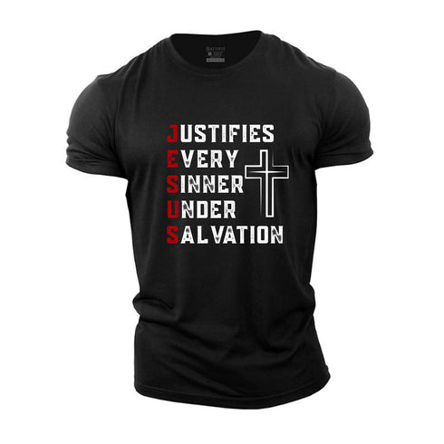 Men's Justifies Every Sinner Under Salvation Cotton T-Shirt