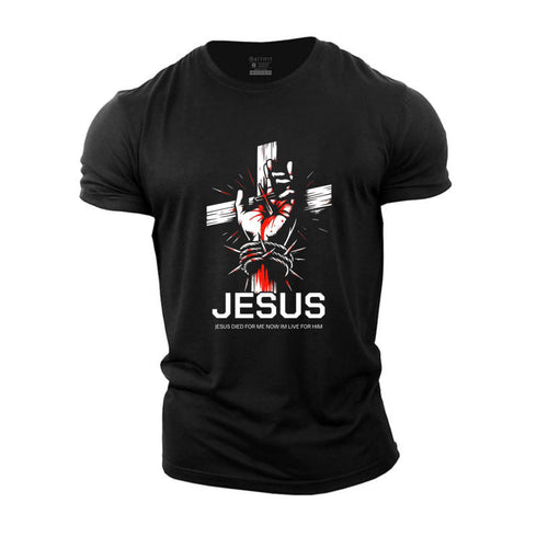 Men's JESUS DIED FOR ME NOW IM LIVE FOR HIM Cotton T-Shirt