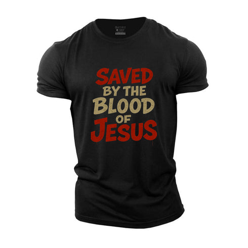 Men's Saved By The Blood Of Jesus Cotton T-Shirt