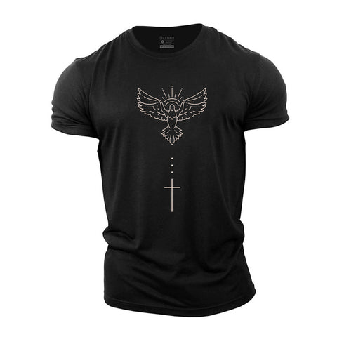 Men's Cross And Wings Cotton T-Shirt