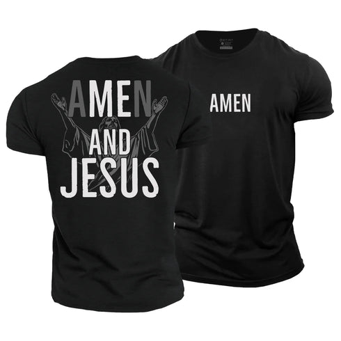 Men's Amen and Jesus Cotton T-Shirt