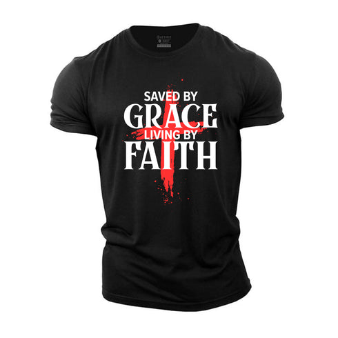 Unisex Saved By Grace Living By Faith Cotton T-Shirt