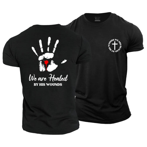 Men's By His Wounds We Are Healed Cotton T-Shirt