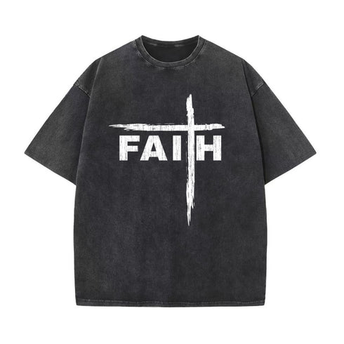 Unisex Faith Brush Stroke Washed T-Shirt