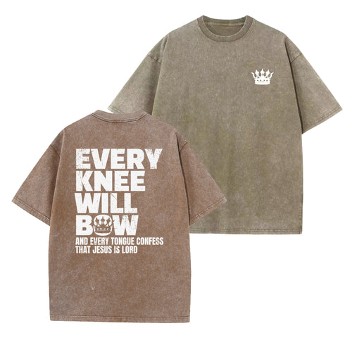 Unisex Every Knee Will Bow Washed T-Shirt