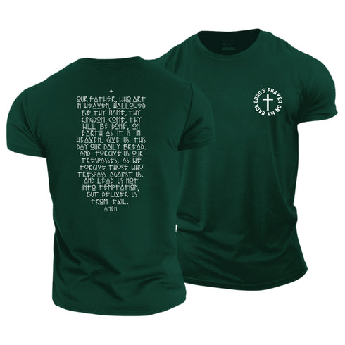 Men's Lord's Prayer On My Back Cotton T-Shirt