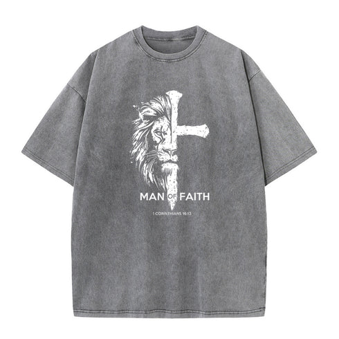 Unisex Man of Faith Washed T-Shirt