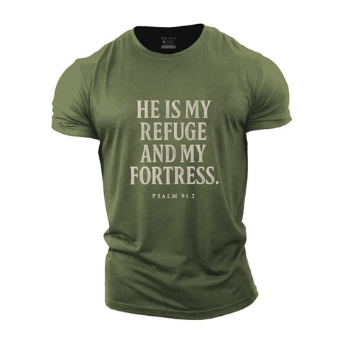 Men's HE IS MY REFUGE AND MY FORTRESS Cotton T-Shirt