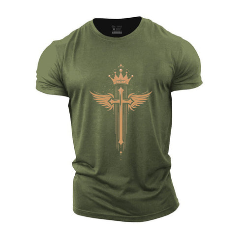 Men's Cross And Wings Cotton T-Shirt