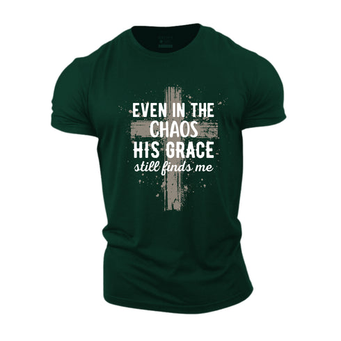 Men's Even In The Chaos His Grace Still Finds Me Cotton T-Shirt