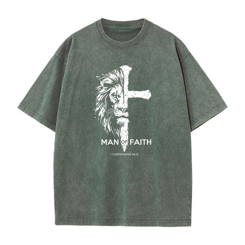 Unisex Man of Faith Washed T-Shirt