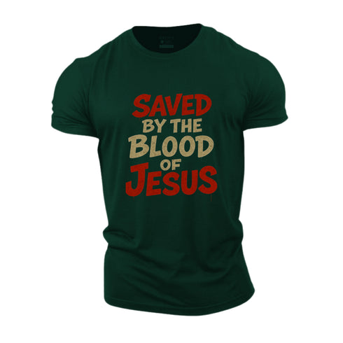 Men's Saved By The Blood Of Jesus Cotton T-Shirt