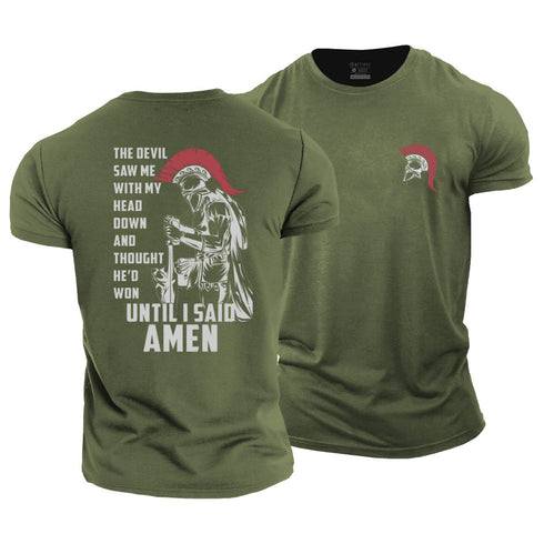 Men's He'd Won Until I Said Amen Cotton T-Shirt