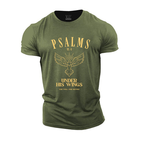 Men's PSALMS 91:4 Cotton T-Shirt