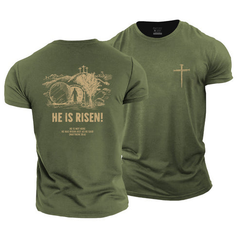 Men's HE IS NOT HERE HE HAS RISEN JUST AS HE SAID Cotton T-Shirt