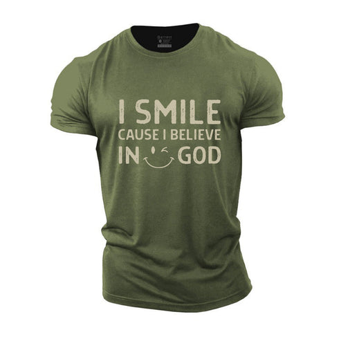 Men's I Smile Cause I Believe In God Cotton T-Shirt