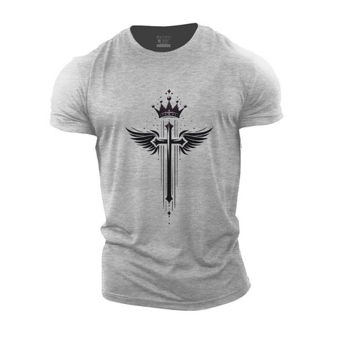 Men's Cross And Wings Cotton T-Shirt